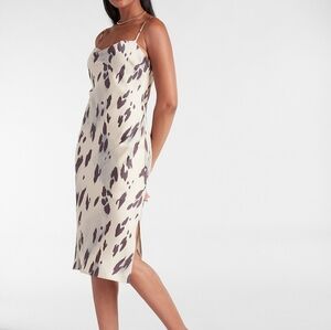 Express Cream and Black Silky Midi Dress